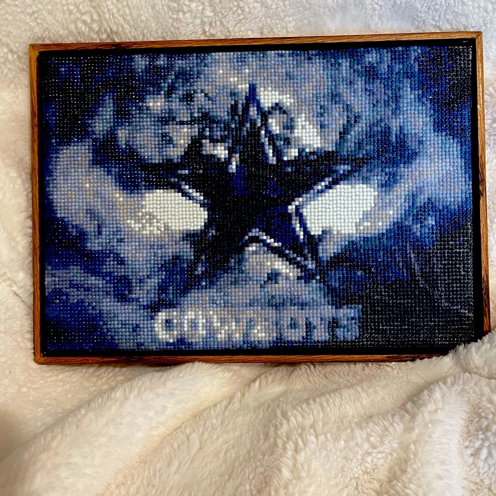 Finished diamond painting with oak frame handmade